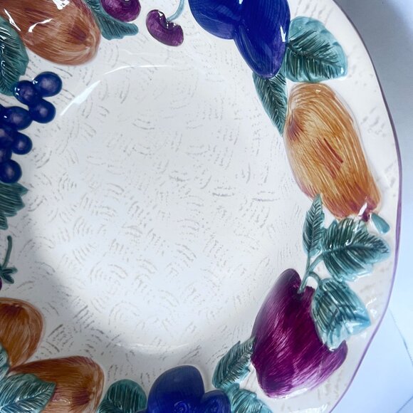 Noble Excellence Napa Valley Serving Bowl 13" Ceramic Fruit Motif Multicolor - Picture 10 of 12